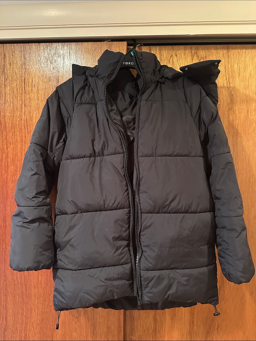 Women's Black Puffer Coat with Hood - Insulated Winter Jacket